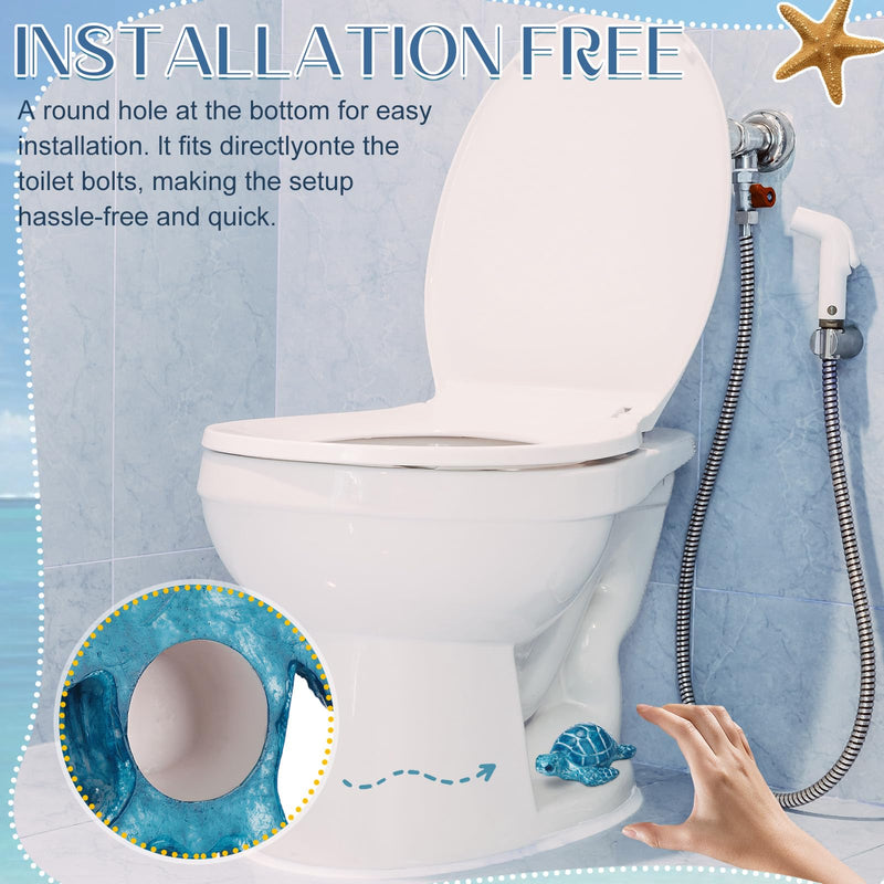 Wonderjune 2 Pack Toilet Bolt Caps Decorative Sea Turtles Toilet Bolt Screw Covers Ceramic Cute Bathroom Decor Fun Themed Gadgets Bathroom Replacement Parts(Classic,Blue) Classic Blue