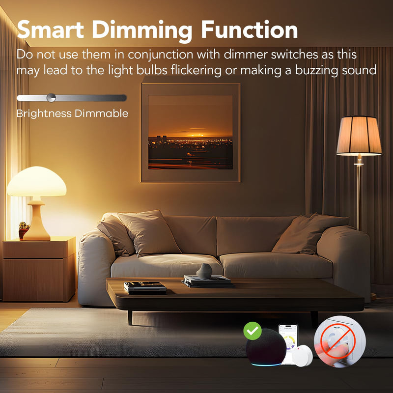 OREiN Smart Edison Light Bulbs, 2.4 Ghz Wi-Fi ST19(58) Vintage Light Bulbs E26, 800LM Dimmable via app, 2700-6500K Tunable, Smart LED Filament Bulb Works with Alexa/Google Home, 60W Equivalent 4Pack ST19-4Pack