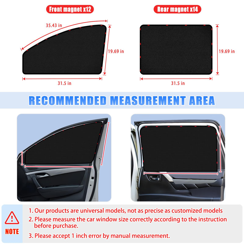 ZATOOTO Suede Car Window Shades 4PCS - Car Window Covers for Ultimate Privacy, UV Protection, and Heat Insulation, Sun Shade Perfect for Camping, Travel, Baby Safety, and Daily Use Blackout Suede 4pcs