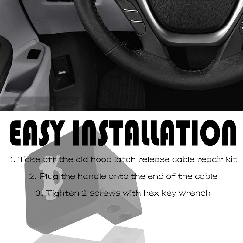 Hood Latch Release Implement, Hood Cover Lock Switch, Compatible with 1996-2011 Honda Civic, 2003-2011 Element, 2006-2014 Ridgeline, 1997-2006 CR-V (Black) Black