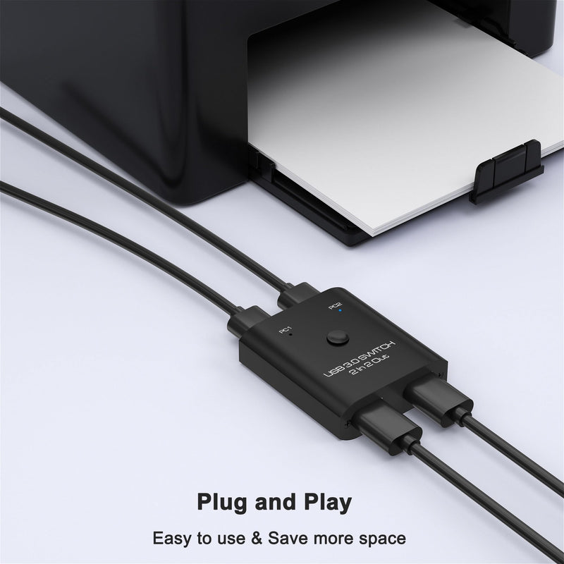 USB 3.0 Switch 2 in 2 Out, USB Switcher 2 Computers Sharing Keyboard Mouse Printer Scanner, USB switcher, Keyboard Mouse Switch, 2 Port USB Selector with 2 USB 3.0 Cables, Printer Splitter usb switch with usb3.0 cable
