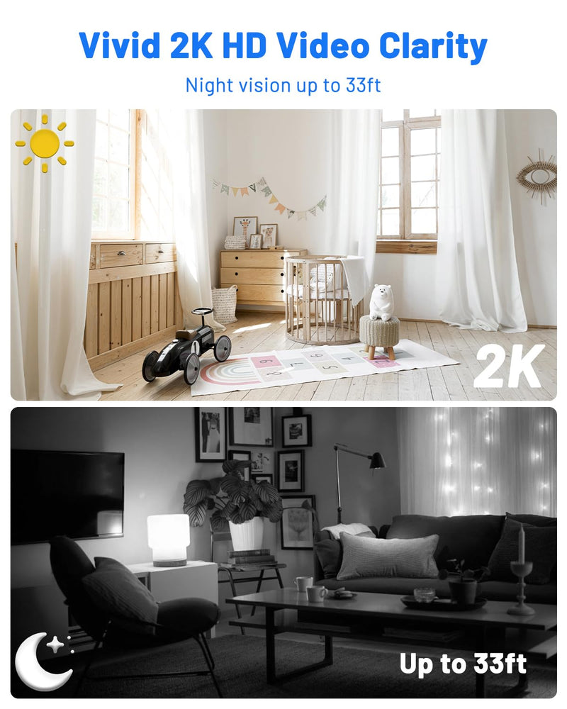 2K Spy Camera Wireless with 5200mAh Larger Battery, Mini Spy Security Camera for Home Security, HD Portable Small Camera WiFi, 160° Wide View, Smart Motion Detection, 33ft Night Vision 1 Pack