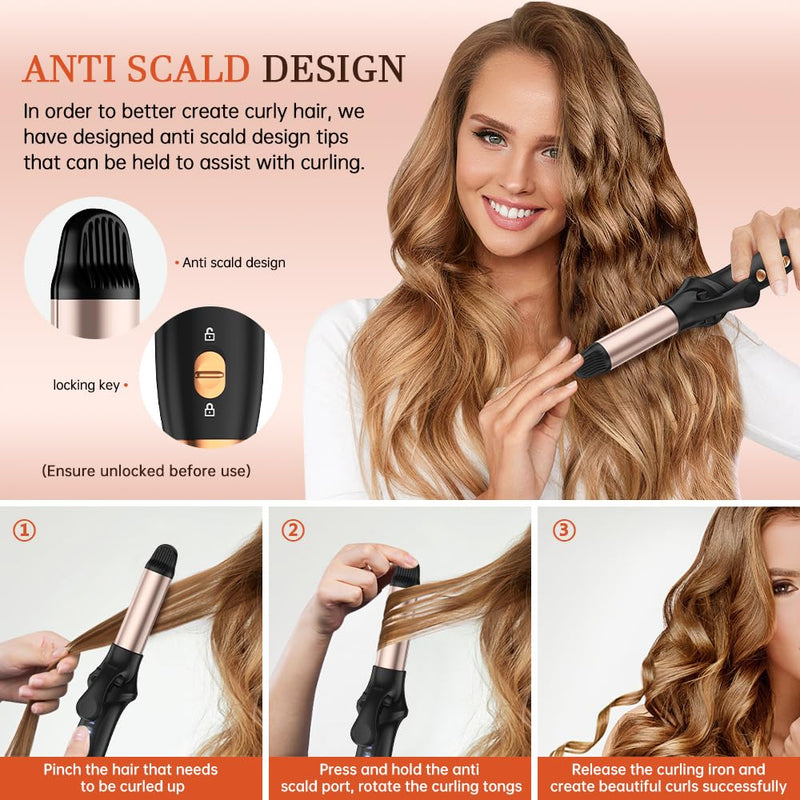 Curling Tongs 1 Inch,Cordless Rechargeable Curling Tongs,Cordless Hair Curler(3 Gear),Travel Mini Flat Iron 4000 mAh,Battery Straightener and Curler 2 in 1 for Long Short Hair (Black) Black