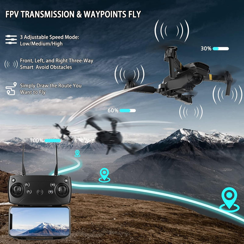 Drones with Camera for Adults 4K 1080P 3 Batteries Foldable Mini Drone with Camera, Altitude Hold, One Key Take Off/Landing, 3 Speed Mode, 3D Flip, for15 Years Old Up (Blue012) Blue012