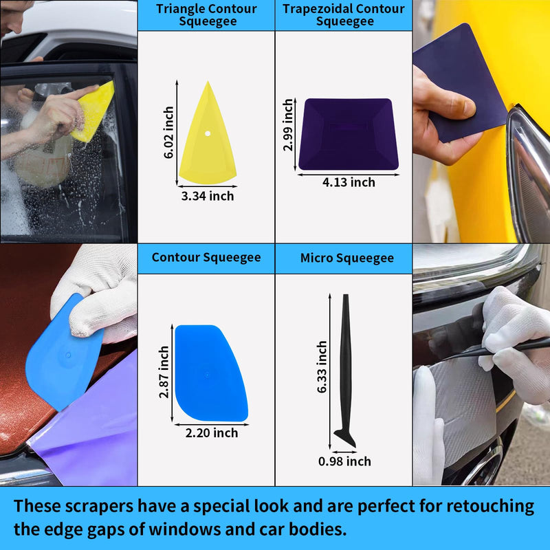12 Pcs Car Window Film Tint Tool Kit Vinyl Wrap Tool Kit Automotive Tint Squeegee Tool Kit Glass Protective Film Installation Kit Automotive Window Tinting Kit