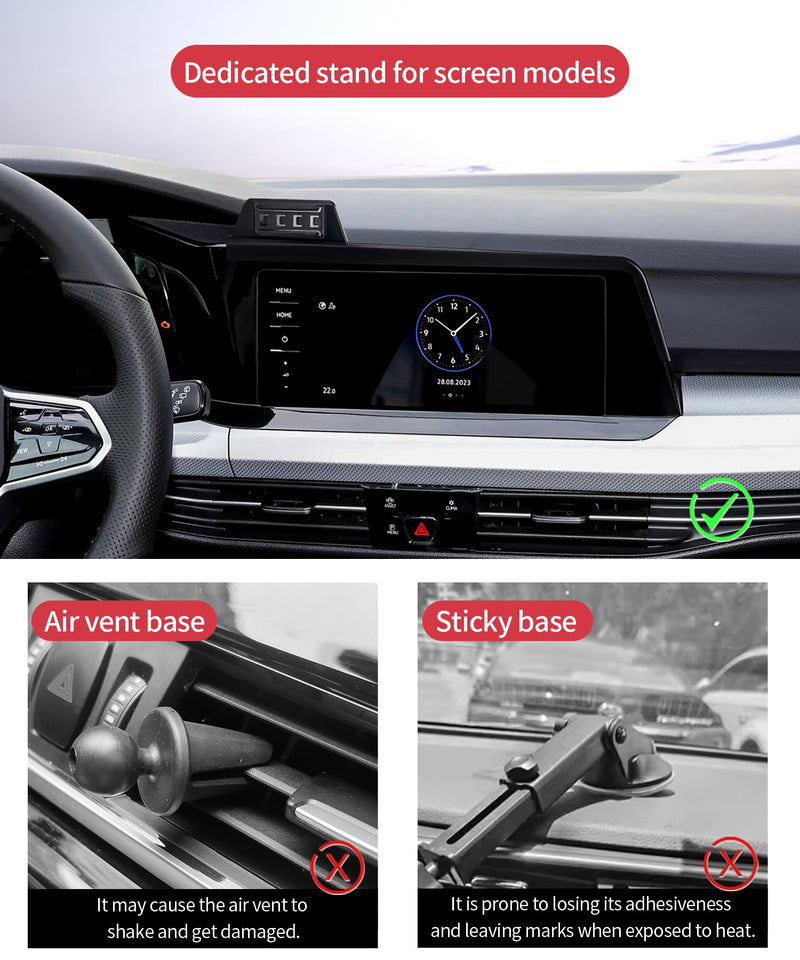 Wireless Charging Car Phone Holder for Volkswagen Golf/GTI/Golf R 2022-2024 | Magsafe Accessories Fast Charging Magnetic Cell Phone Holder Clip Compatible with iPhone Android, 3D Fit Vehicle Phone Stand For 2022-2024 Golf/Golf GTI/Golf R