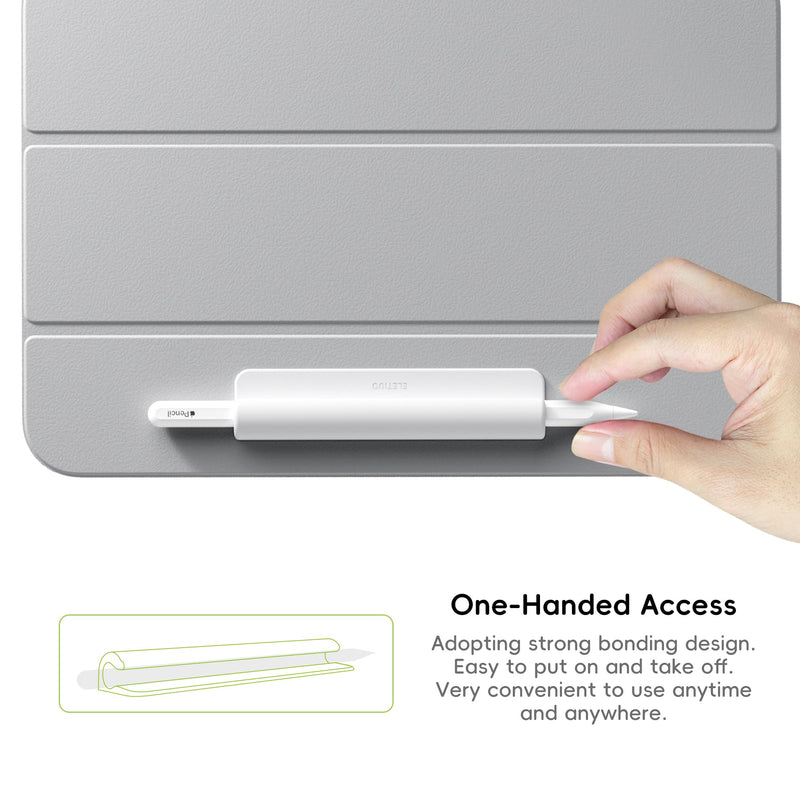 ELETIUO Silicone Pencil Holder Sleeve,Compatible with Apple Pencil (USB-C),Apple Pencil 1st/ 2nd Generation,Strong Adhesive Sticky Attached to iPad Case for Stylus Pens and Most Pens,White White