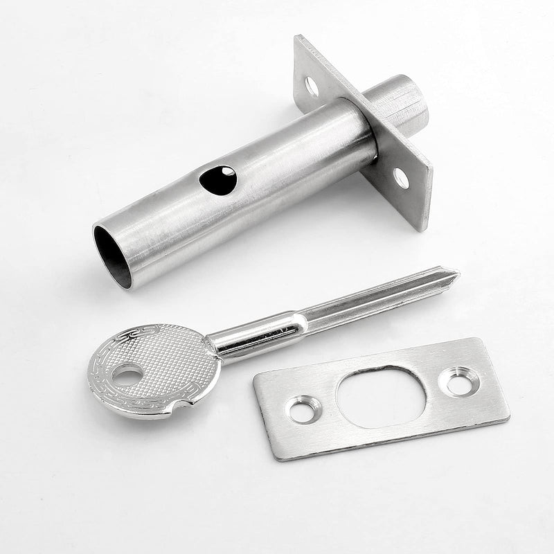 Stainless Steel Hidden Manager Tubewell Key Mortise Lock Hardware with Key and Screw for Door Length 3.14" / 80mm (Pack of 2) 3.14 inches (Pack of 2)