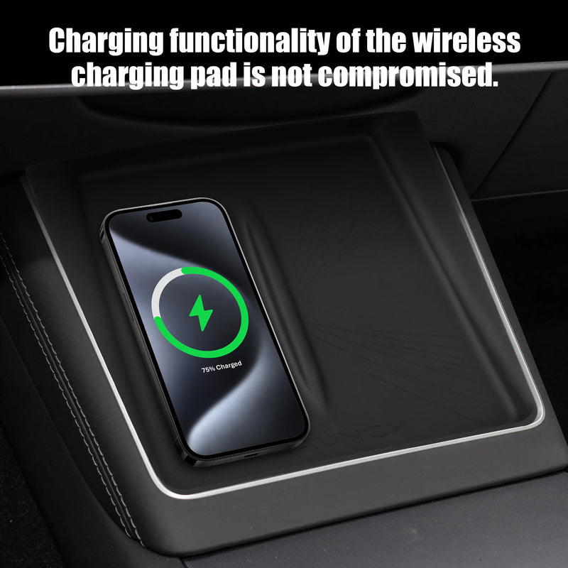 frani Center Console Silicone Mat Designed for Tesla Model Y Juniper Refresh,Non-Slip Design Tesla Model Y Accessories 2025 2026 Black Model Y Juniper 2025-2026