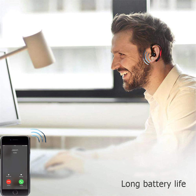Wireless Headset Earpiece Headphone Handsfree Call Earpiece Noise Cancelling Earbud Headsets Long Standby Time Earphone Compatible with Smart Cell Phones Trucker Car Driver Business Office Men Women Grey