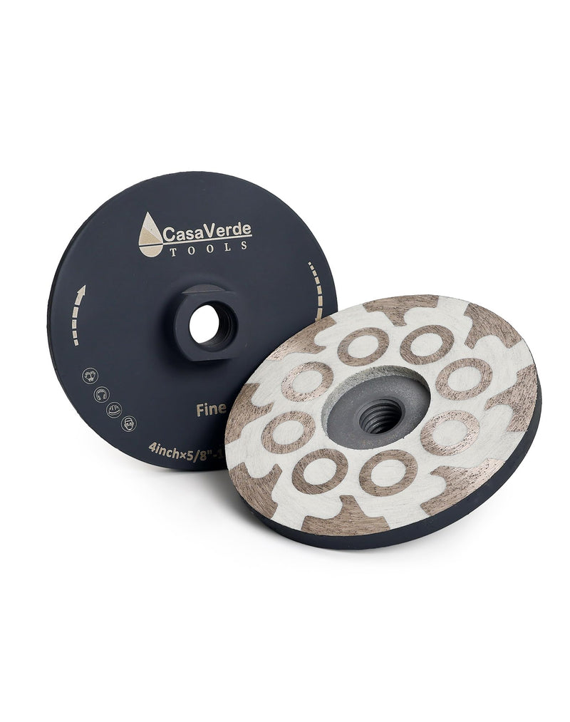 4" Flat Resin Diamond Cup Wheels，Diamond Cup Wheels with 5/8“-11 Thread for Granite，Marble and Engineered Stone Fine