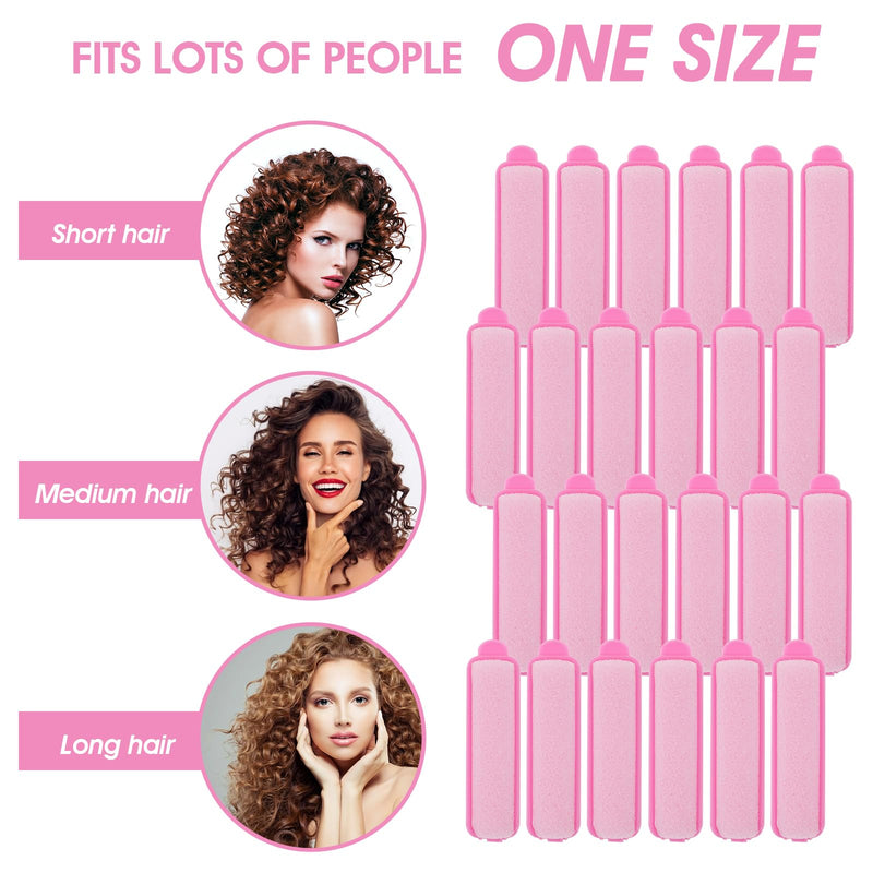  [AUSTRALIA] - 24Pcs Foam Hair Rollers for Women, Heatless Sponge Rollers for Hairsleeping, Short Thin Mediumhair, Foam Sponge Hair Roller, and 1 Rat Tail Comb for Hairdressing Styling(Pink)