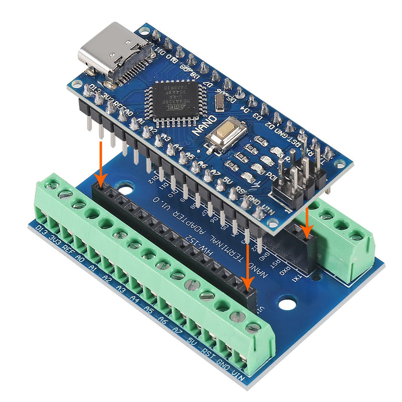 AITRIP 3Sets Type c Nano V3.0 Board ATmega328P, CH340G Chip 5V 16M with Nano V3.0 3.0 Controller Terminal Adapter Expansion Board Nano IO Shield Simple Extension Plate Compatible with Arduino Nano