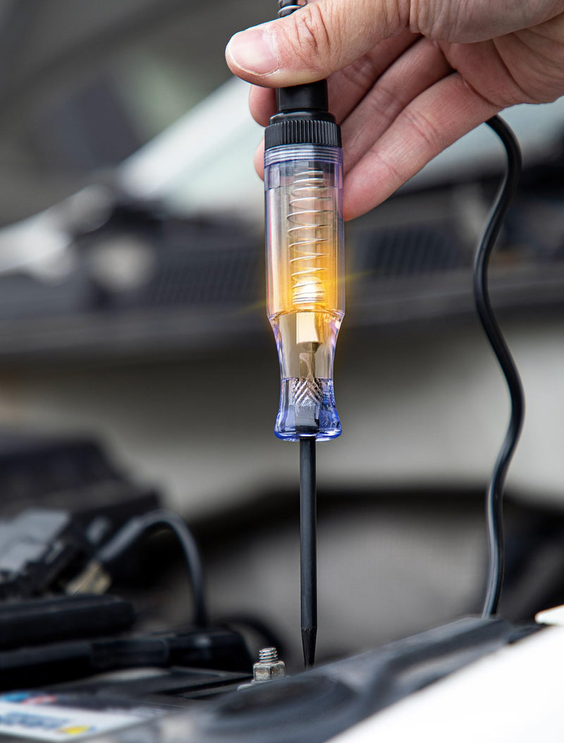 Test Light Automotive, Circuit Tester 6V-12V-24V DC Car Electrical Test Pen with Alligator Clip and Long Steel Probe, Continuity Voltage Fuse Tester for Sedan, SUV, RV and Truck