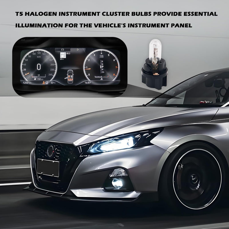 20PCS Halogen Instrument Cluster Bulbs Kit,T5 17 57 79 86 207 286 306 2721 Dash Light Bulbs for Car Gauge Cluster,12V High Brightness Dash Lights for Car Interior Replacement