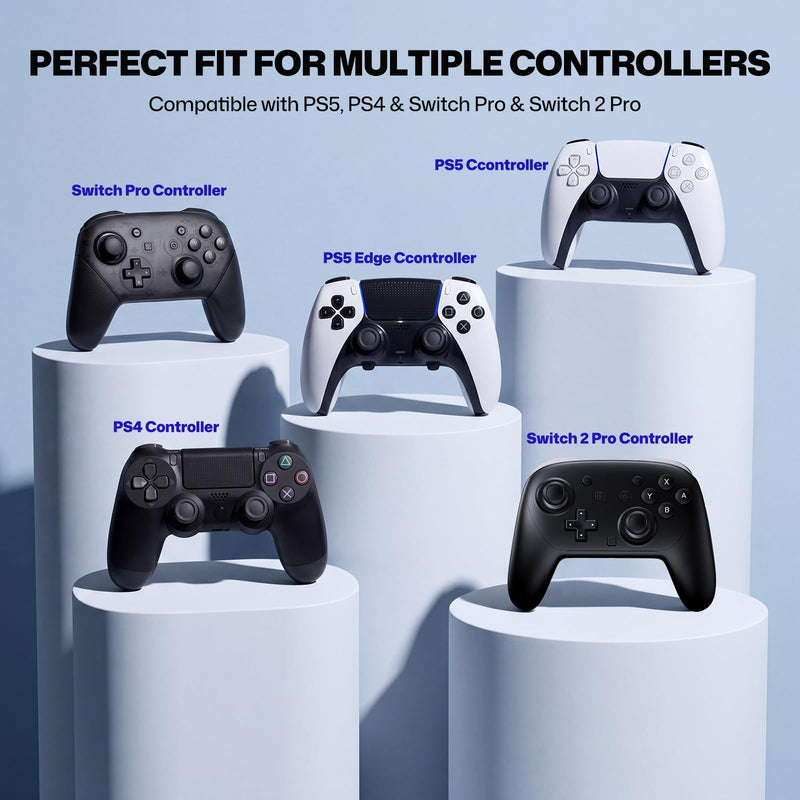 Thumb Grips for PS5/PS4 Controllers | 3 Height Options for Enhanced Precision & Control, Anti-Slip Silicone Caps, Compatible with PS5/PS4 Controllers, Black, 6PCS
