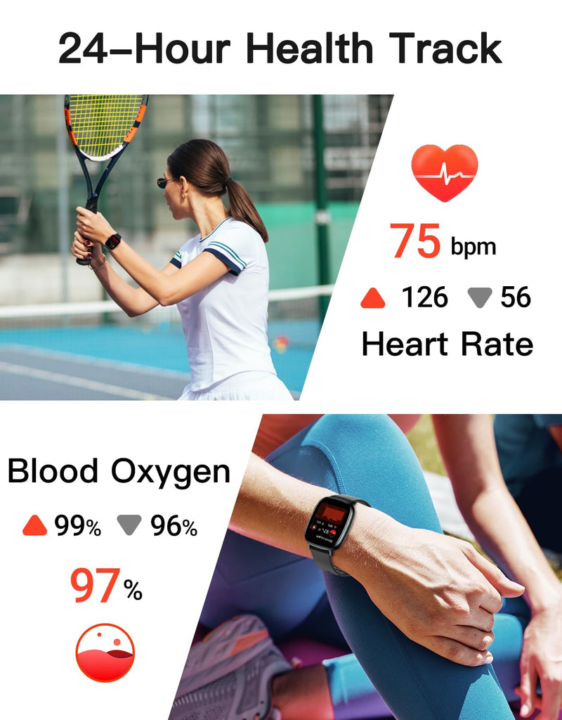 HUAKUA Smart Watch for Men Women with GPS Built-in Answer/Make Call Black | 1.95" HD, for iPhone/Android Phones, Fitness Tracker Heart Rate/Sleep Monitor, Step/Calories Counter 100+ Sport, Waterproof