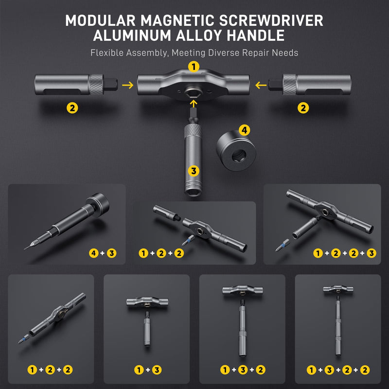 74 in 1 Magnetic Screwdriver Set, Ratchet Screwdriver, Multi Bit Screwdriver Set with Detachable Handle, RepairTool Kit for Furniture, Precision Electronics, Bicycle, DIY, Computer