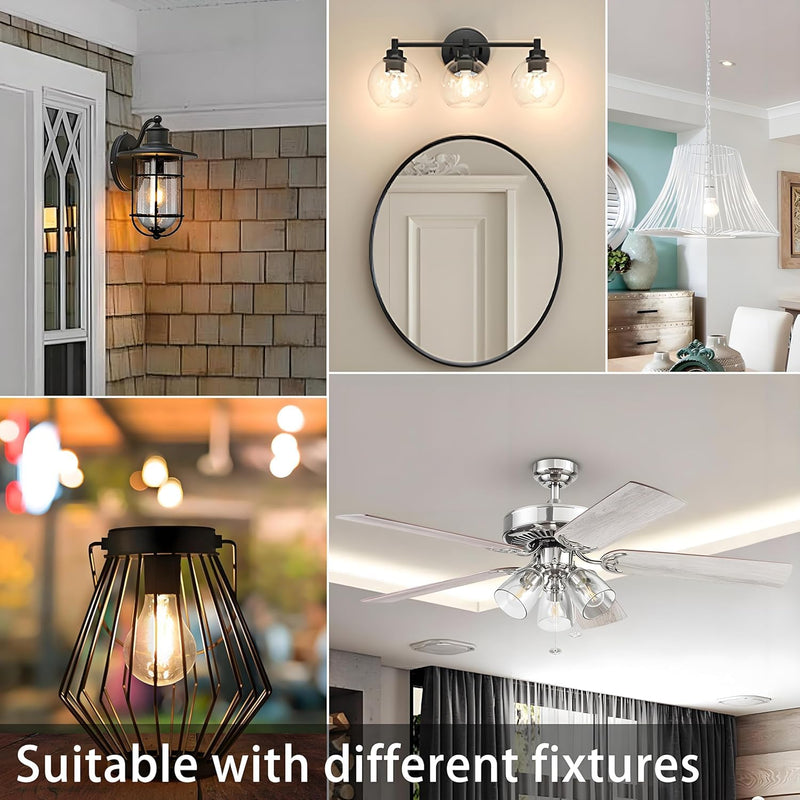 dalattin 12 Pack A19 Vintage LED Edison Bulbs, Dimmable, 60W Equivalent, High Brightness 5000K Daylight, Ultra-Bright, 8W E26 Standard Base, 800 Lumens, CRI80+, Clear Glass Filament Bulb for Home Daylight White 5000k
