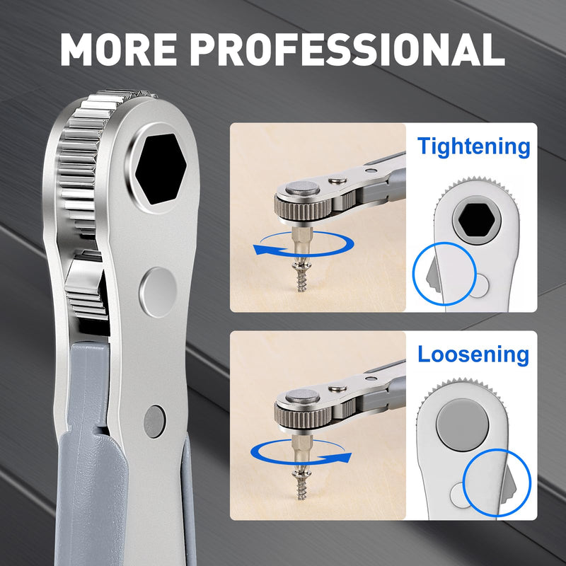 30in1 Right Angle Screwdriver, 36-Tooth Mini Ratchet Wrench, Angle Screwdriver for Tight Spaces, Low Profile Offset screwdriver, Magnetic Ratchet Screwdriver Repair Tool