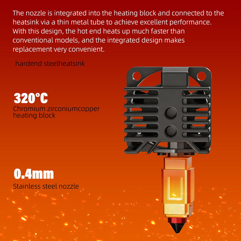 BURMONG P1P P1S Hotend Complete Kit, Hotend Complete Kit for Bambu Lab P1P/P1S 3D Printer, Full Assembly 0.2/0.4/0.6 mm Hardened Steel Nozzle with Ceramic Heater, Extruder Heating Block Replacement