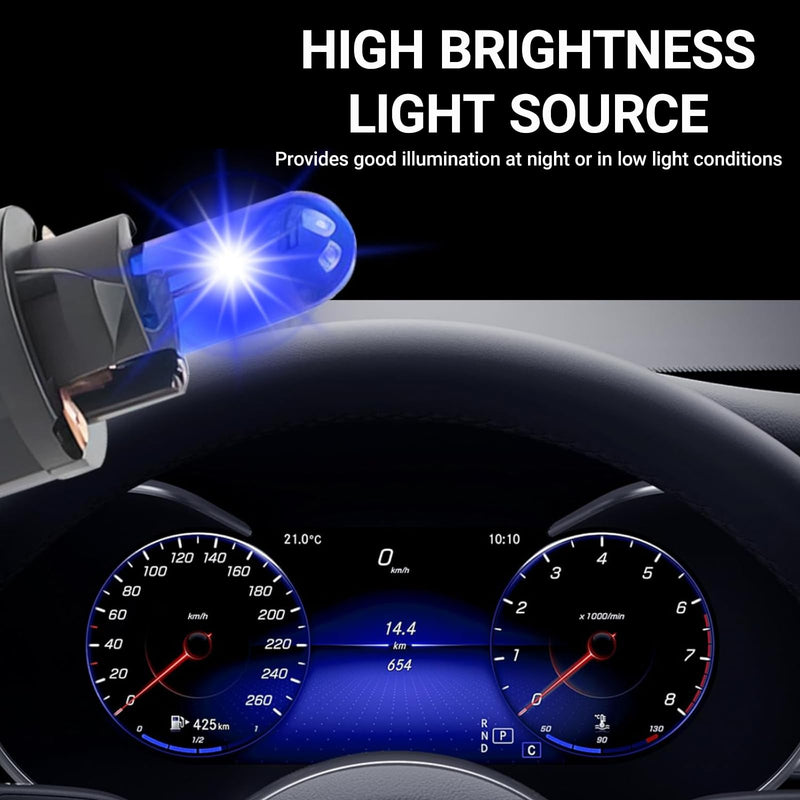 10 PCS Car T10 Instrument Light, Wedge 12V 5W Single-Filament Air Conditioning Indicator Light Brake Bulb, Mini Lamp for Dome License Plate Cluster Gauge Dash Lamp, Plug and Play (Blue) Blue 10 PCS