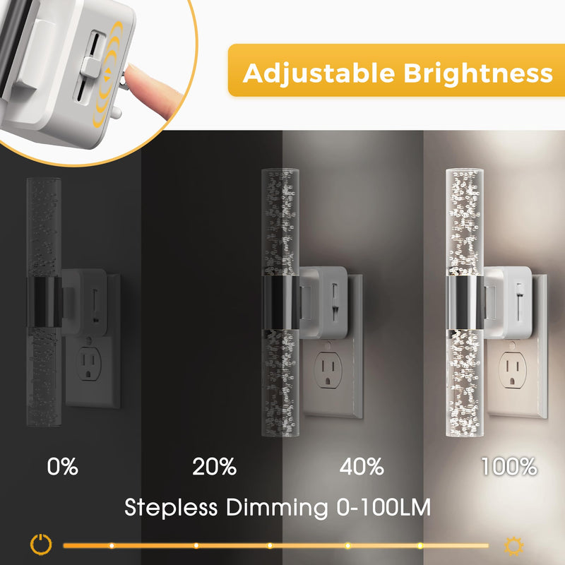 L LOHAS LED Bright Night Light, Night Lights Plug into Wall, 180° Rotating, Auto Light Sensor, Daylight White 5000K, Dimmable Nightlights for Bedroom Bathroom Hallway, 2 Pack White Base-5000K