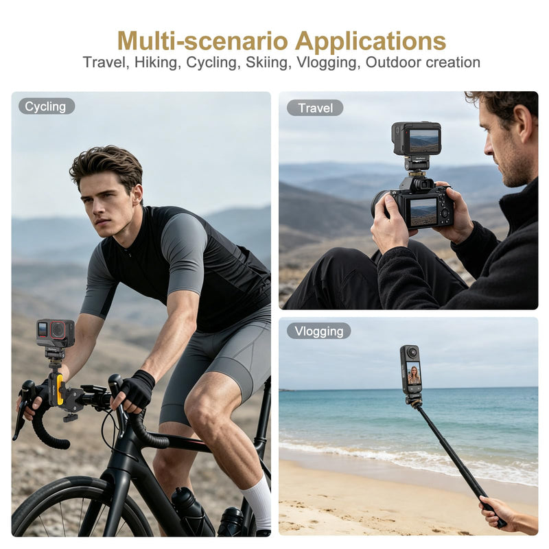 MINIFOCUS Magnetic Cold Shoe Adapter Mount, 360° Rotatable 160° Tilt Action Camera Hot Shoe Mount with 1/4" Screw Hole Compatible with Insta360 Ace Pro/Ace Pro2/X4/X4 Air/X5 V4119