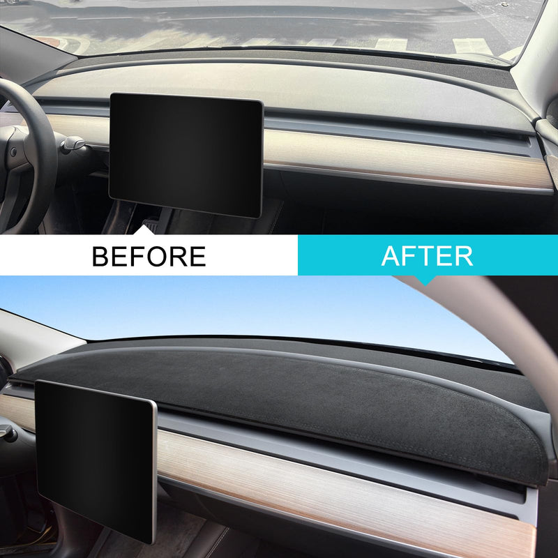 MASHA Dashboard Cover for Tesla Model 3/Y, Flannel Dashboard Pad Dash Mat Compatible with Tesla Model Y Model 3 2017-2021 2022 2023 Dashboard Decorative Interior Auto Accessories black