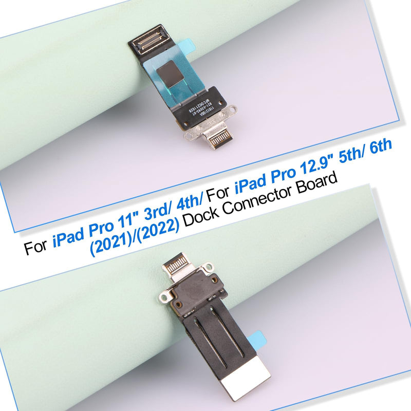 Dock Connector Replacement for iPad Pro 11" 3rd 4th A2377 A2301 A2759 A2435 for iPad Pro 12.9" 5th 6th A2378 A2379 A2436 A2764 2021 2022 Charging Port Replacement Flex Cable with Tools