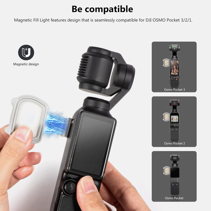 STARTRC Magnetic Fill Light for DJI Osmo Pocket 3 Creator Combo, Magnetic Mount Compatible with DJI Pocket 3/Pocket 2/Pocket Action Camera Accessories Osmo Pocket Series