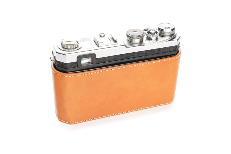 S3 Film Camera Case, Handmade Genuine Real Leather Half Camera Case Bag Cover for Nikon S3 Film Camera With Hand Strap (Yellow) Yellow