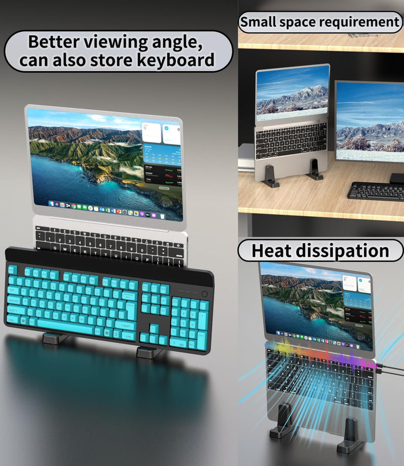 Ergonomic Vertical Laptop Stand – Space-Saving Cooling Laptop Stand for Desk Organization, Portable Stand, Compatible with MacBook Air Pro, Dell, HP, Lenovo, Tablets That Can Open 180°