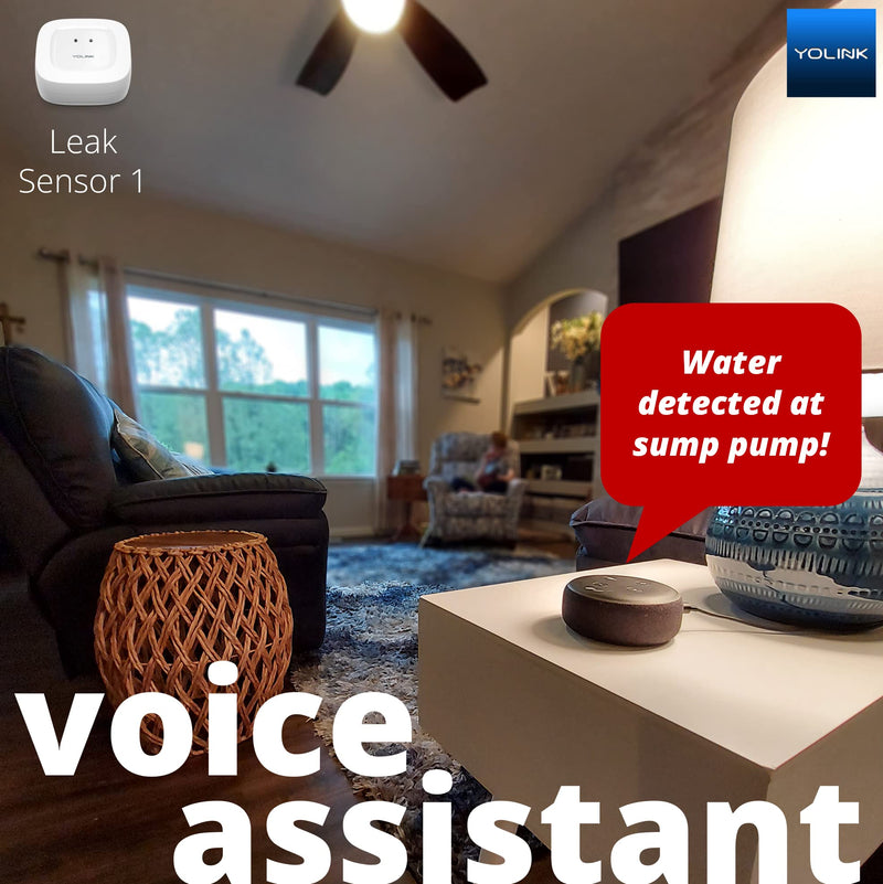 YoLink Water Leak Detector, 1/4 Mile World's Longest Range, Wireless Smart Water Leak Sensor, Alexa, IFTTT, Hub Required