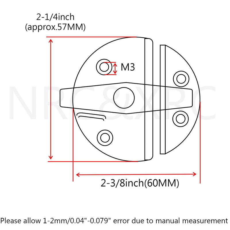 NRC&XRC Marine Grade 316 Stainless Steel 2-1/4" (57mm) Turn Twist Button Door Catch Latchfor Door Cabinet