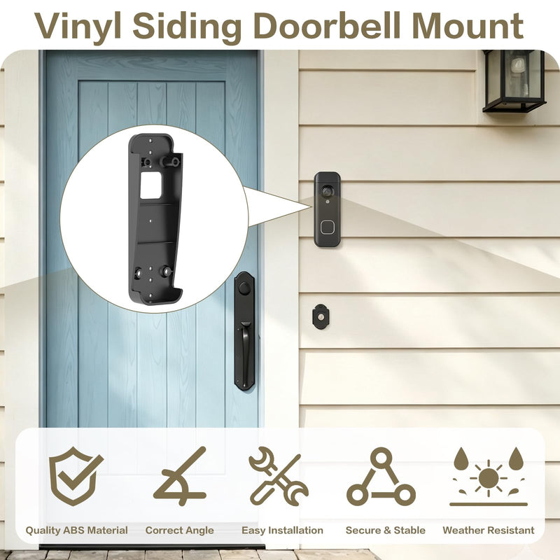 Vinyl Siding Mount for Blink Doorbell 2K+(2026 Blink Doorbell Camera Mount) | Fits 4" Standard Siding, Angle-Corrected Wedge Kit, Fixes Upward Tilt, Blink Doorbell 2K Angle Mounting Bracket, Easy Install Matte Black