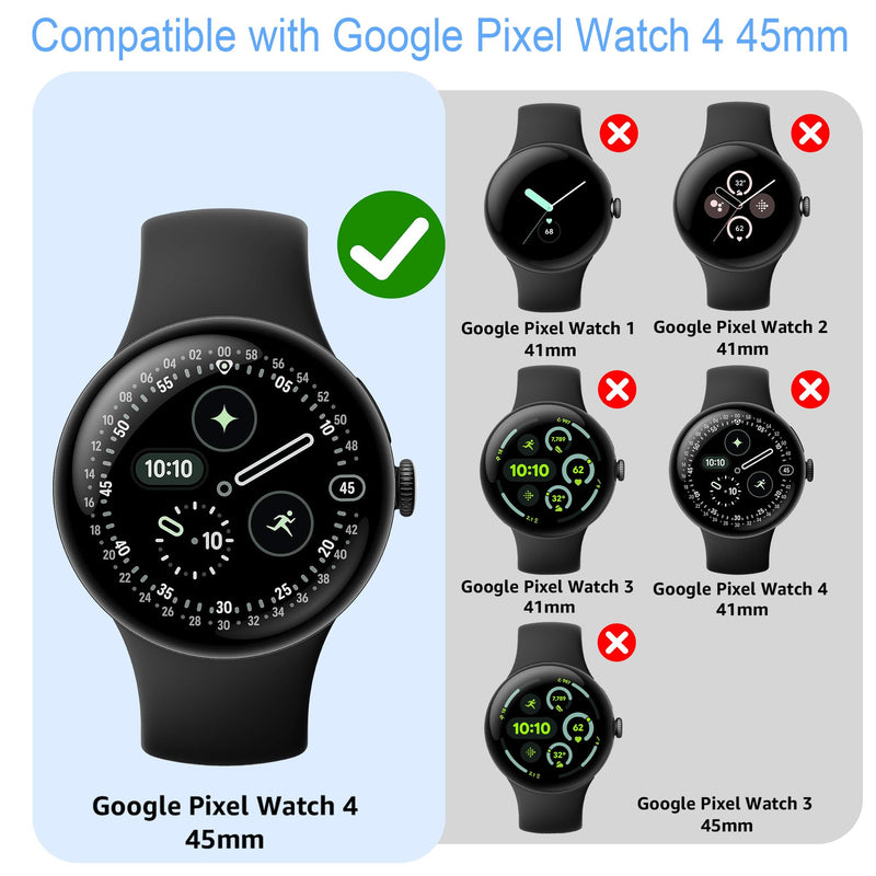 10 Pack Case for Google Pixel Watch 4 45mm with Tempered Glass Screen Protector, Plated Hard PC Protective Glossy Bumper Cover Compatible with Pixel Watch 4 45mm Watch 4-45mm