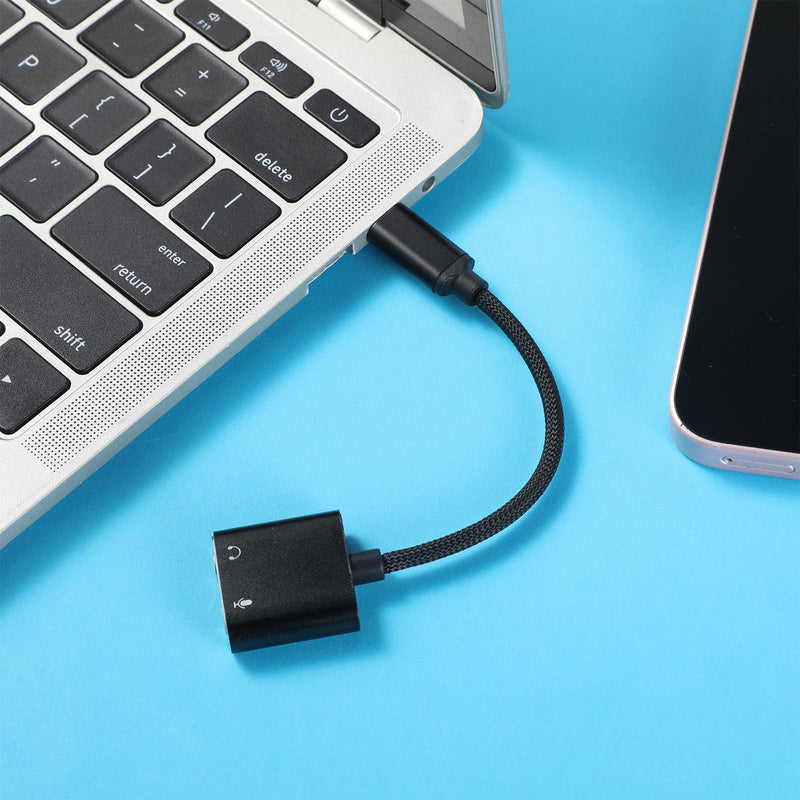 USB C Sound Card, Type C External Sound Card to Headphone and Microphone Jack Audio Adapter Compatible with Windows, Laptops, Desktops Windows
