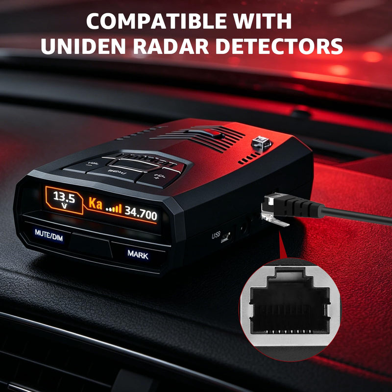 Smart Hardwire Kit Compatible with Uniden RDA-HDWKT Radar Detectors | Smart Direct Wire Cord with Mute/Mark Button & LED Alerts for R8w, R8, R7, R4w, R4, R3, R1, DFR9, DFR8, DFR7, DFR6