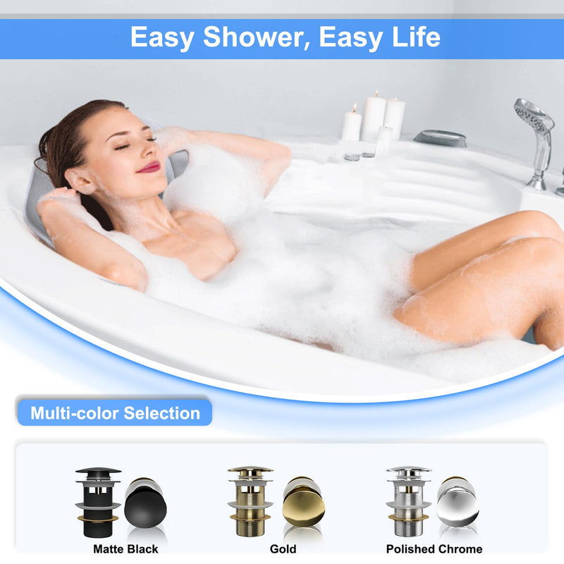 Pop-up Drain for Freestanding Tub, Black Free Standing Bathtub Drain Stopper Fits Most Freestanding Tubs, CUPC Certification (Matte Black) Matte Black