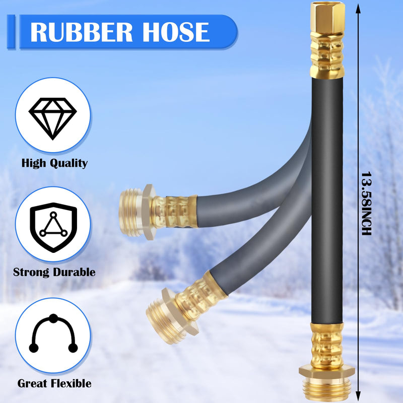 Boltigen Upgraded RV Winterizing Kit, 17'' RV Winterizing Hose with Oil Pressure Gauge & Control Valve, Air Compressor Sprinkler Blowout Adapter Kit, for RV, Camper, Boat, Travel Trailer, Garden Hose Black