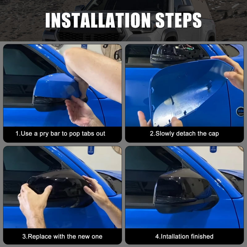 Glossy Black Direct Replacement Mirror Cover for 2019-2025 Nissan Altima, OEM #: 96374-6CA9A, Directly Replace Style, Not Sticker Style (Black) Black-Pair