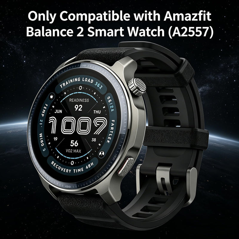 Rc-Z 2-Pack Screen Protector case for Amazfit Balance 2 Smart Watch, Hard PC Bumper Built-in Tempered Glass Film Face Cover Replacement Accessories for Women Men, Black 47mm