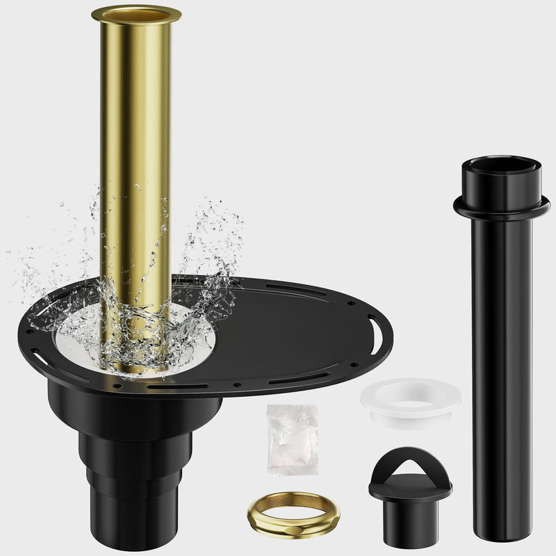 Upgrade Freestanding Tub Drain Kit - Brass & ABS Pipe, Anti-Backflow Leakproof, 1.5/2 Inch Pipe Fit, for Freestanding Bathtubs, floor-standing bathtubs, and island bathtubs Black