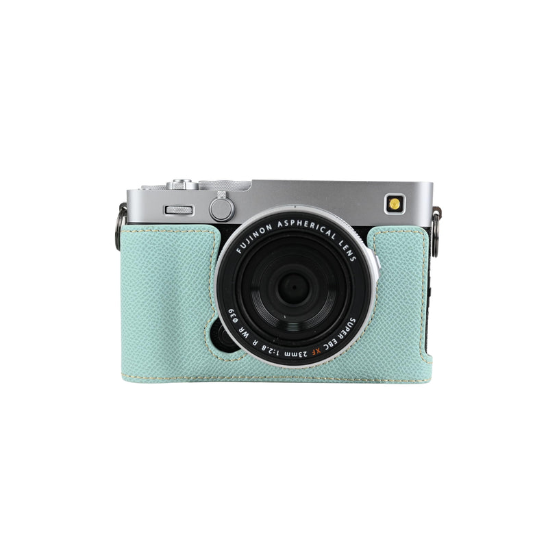X-E5 Case, Handmade PU Leather FullBody Camera Case Bag Cover for Fujifilm X-E5 XE5 Bottom Opening Version + Neck Strap (Blue) Blue
