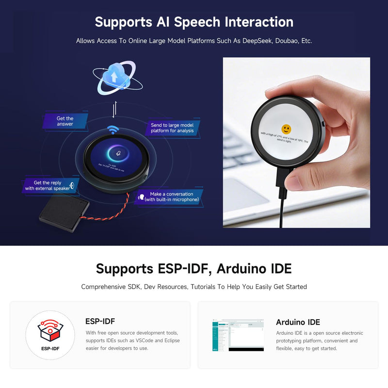 Waveshare ESP32-C6 1.43inch AMOLED Touch Round Display Development Board, 466×466 Pixels, 160MHz RISC-V Processor, QSPI Interface, Dual Digital Microphone Array, with Enclosure