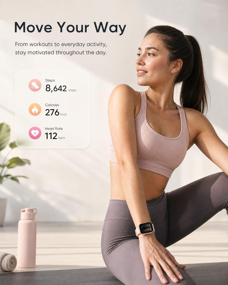 Smart Watch for Men Women, 1.85" HD Touch Screen Smartwatch with Bluetooth Answer/Make Calls, Fitness Tracker Compatible with iPhone Samsung Android iOS Light Pink