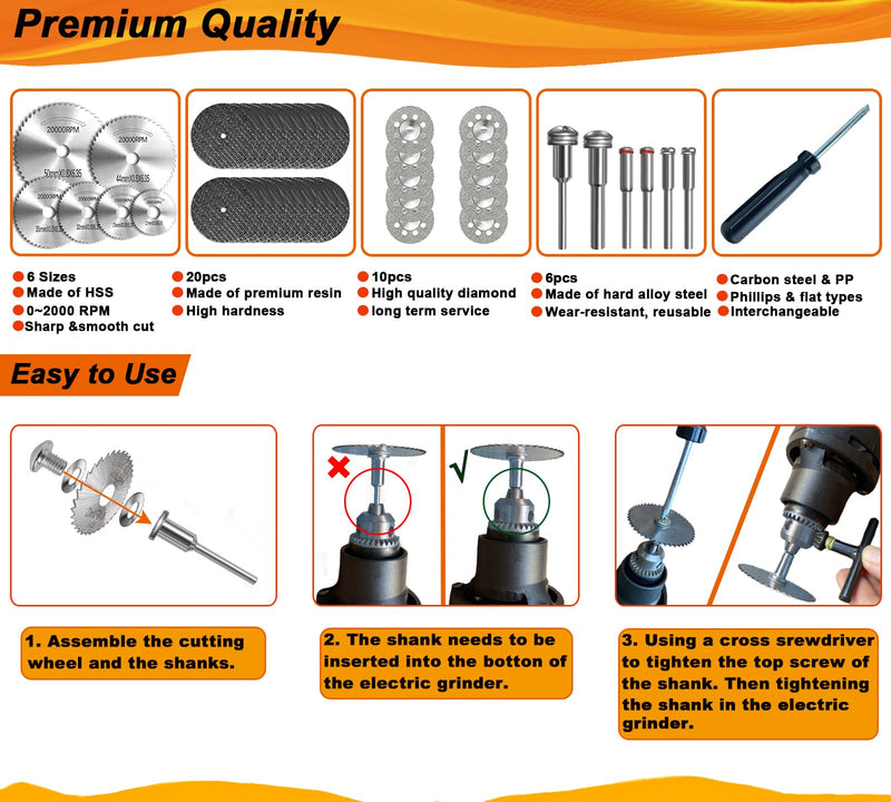 Tungsten Carbide Burr Set 1/8" Shank，Die Grinder Bits with Sanding Drums and Cutting Wheel Set, 195Pcs Pratical Sanding Bits Kit for Metal, Wood, Plastic, Glass 195 Pcs