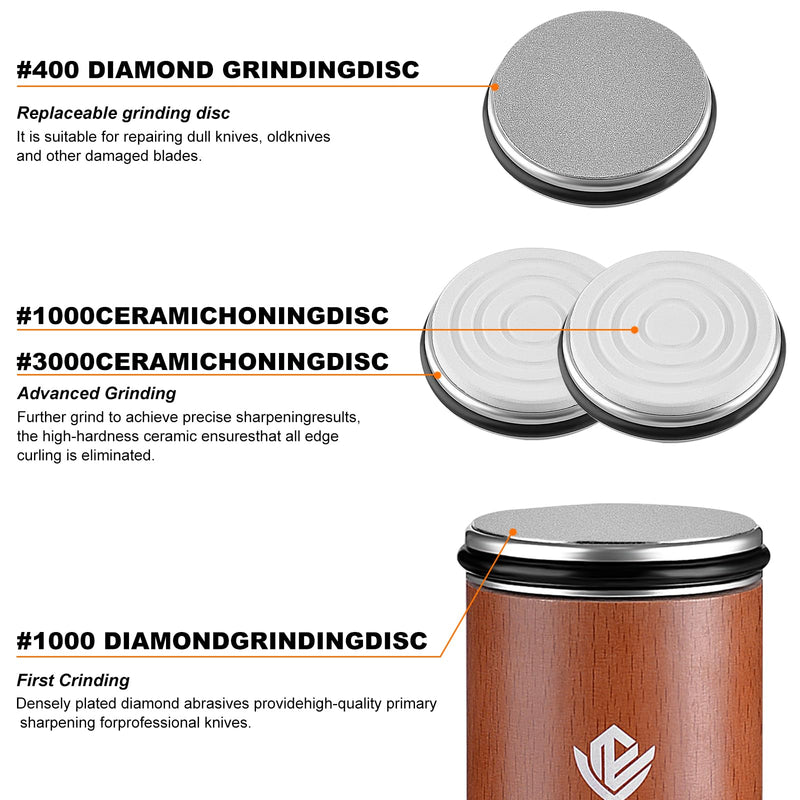 Ultimate Rolling Knife Sharpener Kit Premium Knife Sharpening Kit Includes 2 Extra Diamond & Ceramic Discs Magnetic Sharpening with 15° & 20° Angle Ideal for Knife Set Kitchen Knife Set
