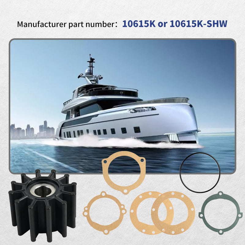 10615K/10615K-SHW 12 Blade Impeller Kit Compatible with Sherwood ，Compatible with Pleasurecraft Crusader, Compatible with Chris Craft and fits Many More.